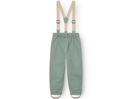 Dětské nepromokavé kalhoty s nastavitelnými ramenním popruhy od Mini A Ture v zelené barvě