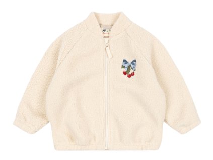 Fleecový bomber v krémové barvě s výšivko třešničky pro holčičky od Konges Sløjd