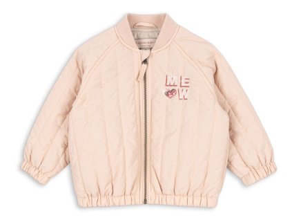 Dětský bomber s podšívkou v růžové barvě s výšivkou kočičky na zádech od Konges Sløjd