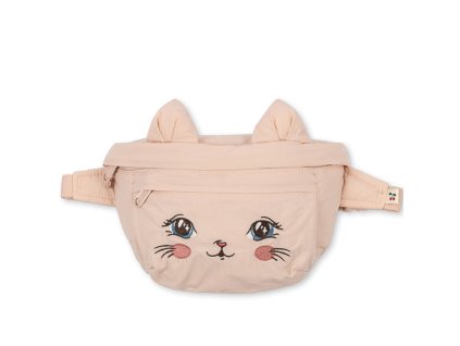 Dětská ledvinka v růžové barvě s kočičím obličejem a oušky od Konges Sløjd