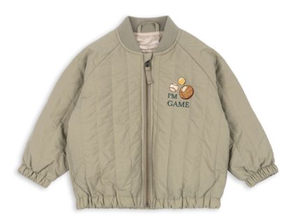 Dětský bomber s podšívkou v zelené barvě s výšivkou míčků od Konges Sløjd