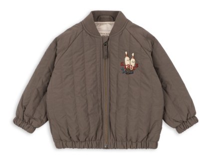 Dětský bomber s podšívkou v hnědé barvě s výšivkou kuželek od Konges Sløjd