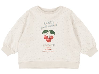 Dětská mikina s šedými puntíky a potiskem třešničky od Konges Sløjd