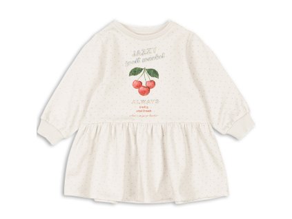 Dívčí bavlněné šaty s puntíčky a potiskem třešničky od Konges Sløjd