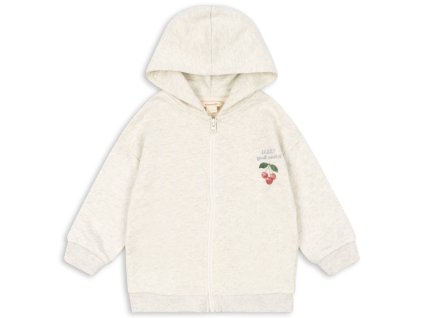 Dětská mikina s kapucí v šedé barvě s potiskem třešničky od  Konges Sløjd