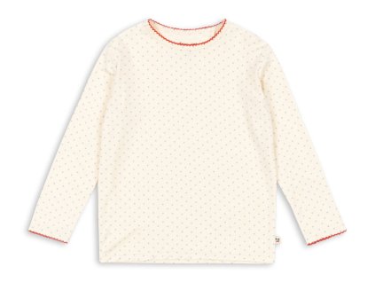 Dětské triko z modalu s puntíčky a výšivkou kočičky na zádech od Konges Sløjd