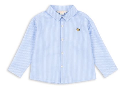 Dětská bavlněná košile v modré barvě s býlími proužky od Konges Sløjd