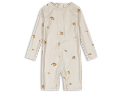 Dětský plavkový overal s dlouhým rukávem a vzorem citronků od Konges Sløjd