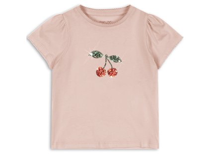 Dívčí bavlněné triko s výšivkou třešniček od Konges Sløjd