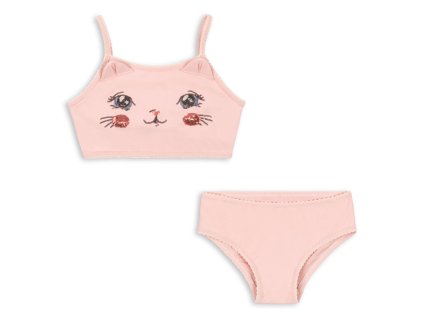 Dvoudílné dívčí plavky v růžové barvě s kočičkou od Konges Sløjd
