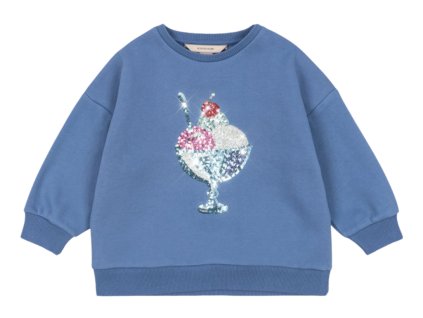 Dětská mikina v modré barvě s výšivkou zmrzliny od Konges Sløjd