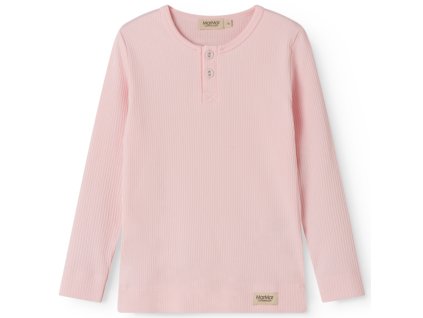 Pohodlné dětské triko s dlouhým rukávem a knoflíčky u krku v růžové barvě od MarMar