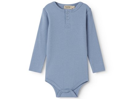 Dětské body z modalu s dlouhým rukávem a knoflíčky v modré barvě do MarMar