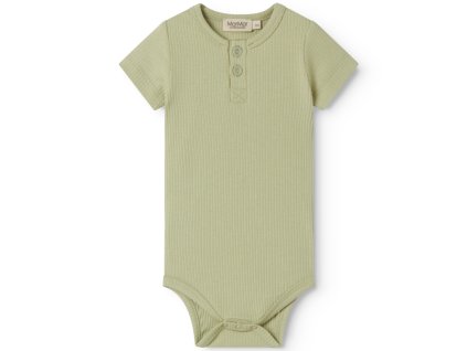 Dětské body z modalu s krátkým rukávem a knoflíčky v zelené barvě od MarMar