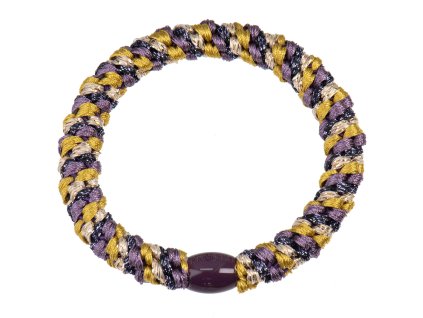 Třpytivá gumička do vlasů od značky Bon Dep v kombinaci barev –⁠⁠⁠⁠⁠⁠ fialová, tm. modrá, béžová a okrová