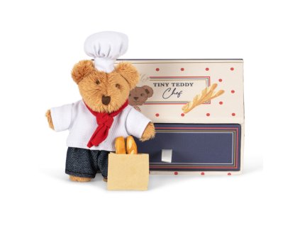 Malý plyšový medvídek v krabičce s bagetami