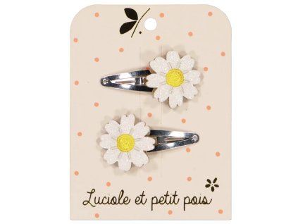 Pár třpytivých sponek s kytičkami