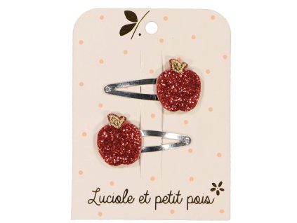 Pár třpytivých sponek s jablíčky