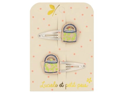 Pár třpytivých sponek s čajovými konvičkami