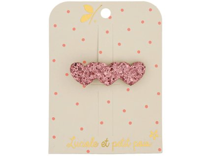 Třpytivá spona s růžovými srdíčky