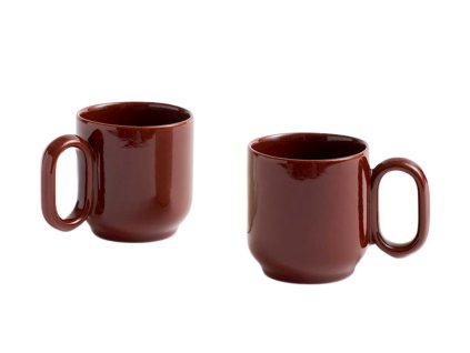 Sada 2 hrnků z kolekce Barro od dánské značky HAY ve vínové barvě