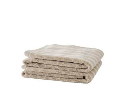 Bavlněná osuška s béžovo-bílými proužky od švédské značky Tell Me More