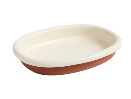 Servírovací / zapékací mísa z kolekce Barro s lesklé a odolné terakoty v kombinaci s bílým dnem od HAY