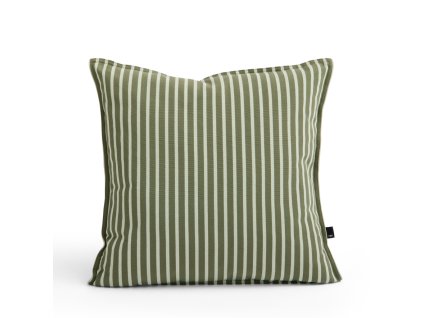 Venkovní polštář s rozměry 50 x 50 cm v zelené barvě s bílými proužky od značky HAY