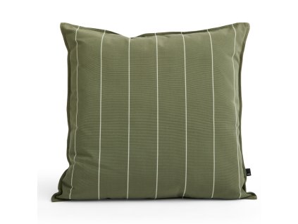 Venkovní polštář s rozměry 60 x 60 cm v zelené barvě s bílými proužky od značky HAY