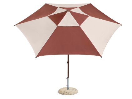 Slunečník z kolekce Terrazza v kombinaci krémové a vínové s rozměrem 300 cm od HAY