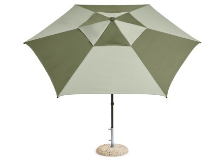 Slunečník z kolekce Terrazza v kombinaci světlé a tmavší zelené barvy s rozměrem 300 cm od HAY