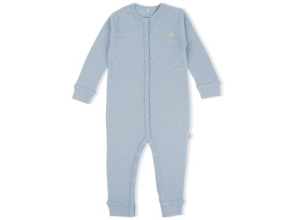 Dětský merino overal / pyžámko se zapínáním na patenky v modré barvě od Lillelam