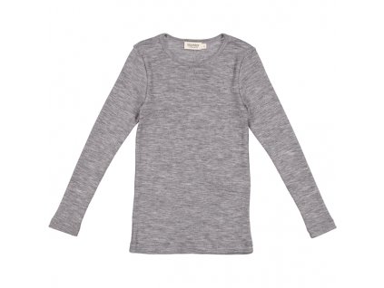 Žebrované merino triko Tamra "Grey Melange"