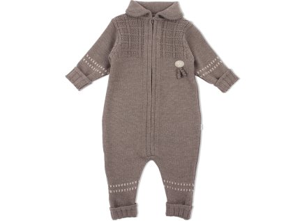 Dětský merino overal v tlustém provedení na podzim a zimu v hnědé barvě