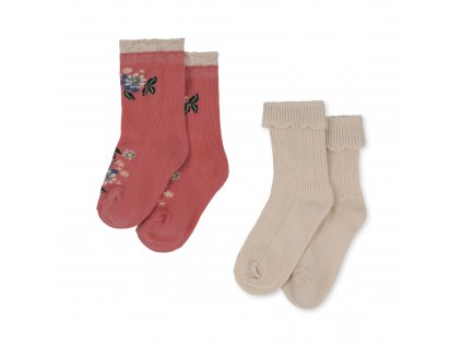 KS100018 2 páry žakárových ponožek "Pink" Konges Sløjd