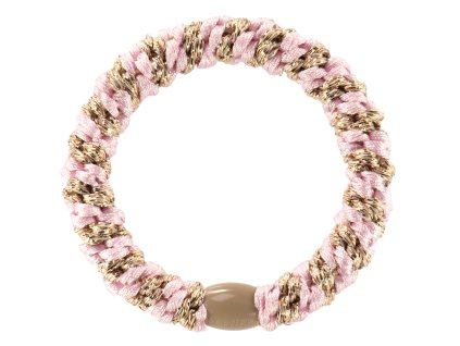 Třpytivá gumička do vlasů od značky Bon Dep v kombinaci barev - zlatá a růžová