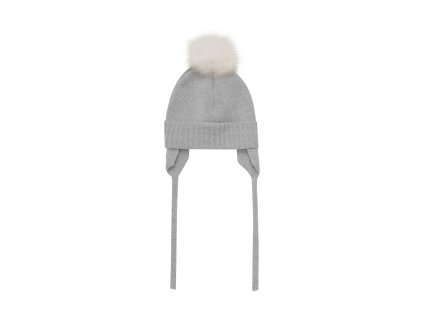 Merino čepice s bambulkou Bonnet "Medium Grey Melange"