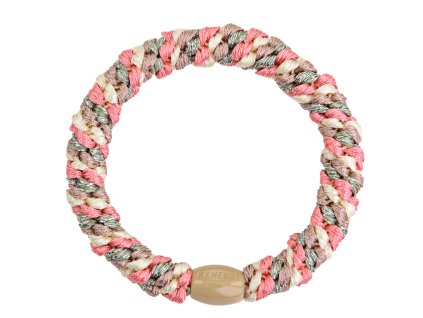 Gumička do vlasů od značky Bon Dep v kombinaci barev - růžová, zelená, krémová.