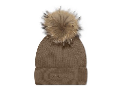 Dětská merino čepice s bambulí MATBOJE "Morel Grey"