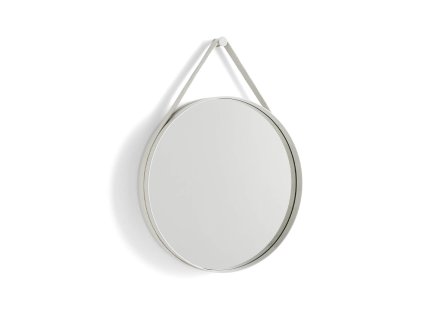 Kulaté nástěnné zrcadlo Strap No 2 Ø 50 cm v šedé barvě od HAY