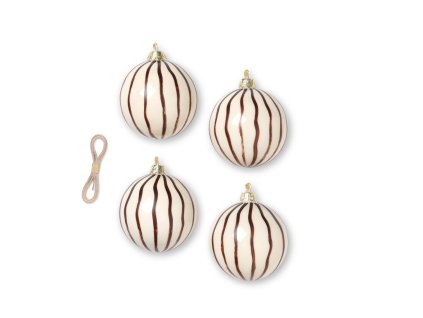 Skleněné vánoční ozdoby Ornaments - Lines "Red Brown" ferm LIVING