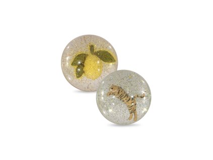 Třpytivá sada hopíků "Lemon / Tiger" Konges Sløjd - s 3D tygrem a citronkem