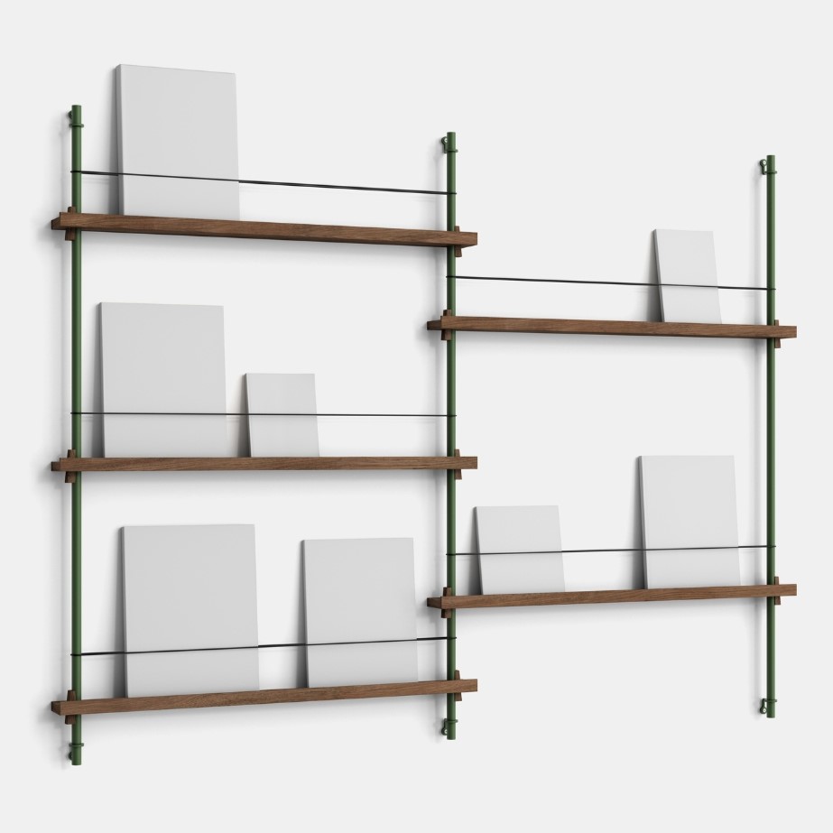 Policový systém Magazine "MS.115.2." MOEBE BARVA: Smoked Oak / Pine Green