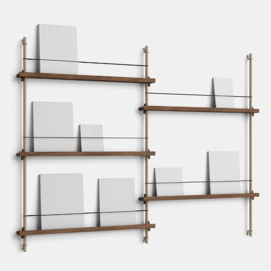 Policový systém Magazine "MS.115.2." MOEBE BARVA: Smoked Oak / Warm Grey