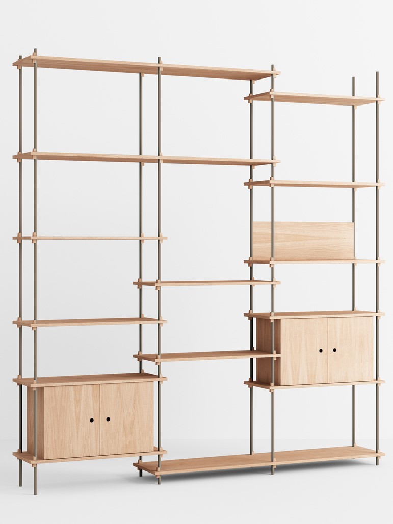 Policový systém Floor "S.255.3.B." MOEBE BARVA: Oak / Warm Grey