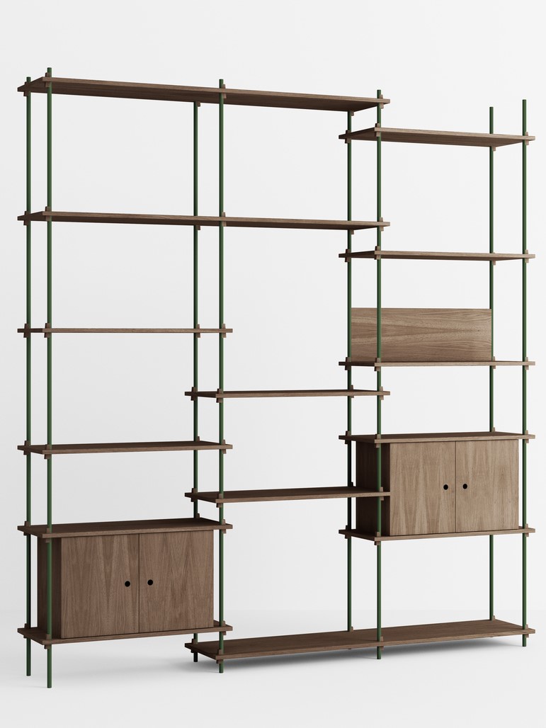 Policový systém Floor "S.255.3.B." MOEBE BARVA: Smoked Oak / Pine Green