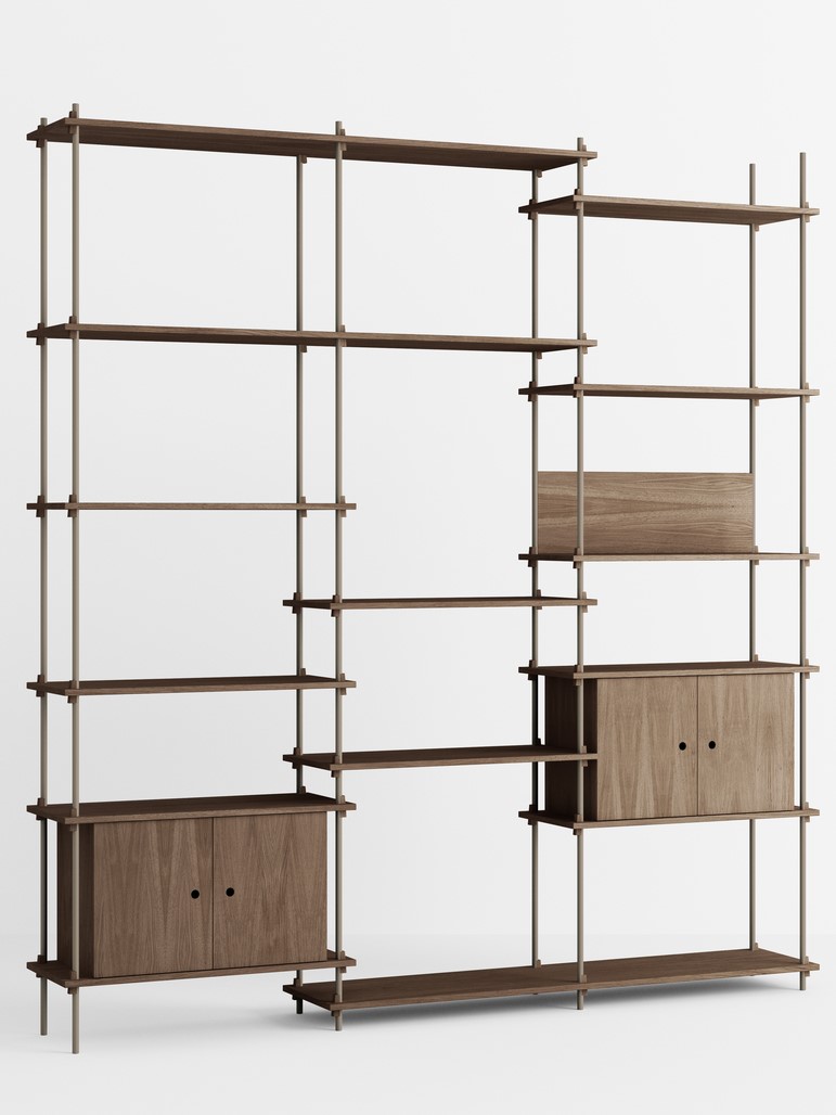 Policový systém Floor "S.255.3.B." MOEBE BARVA: Smoked Oak / Warm Grey