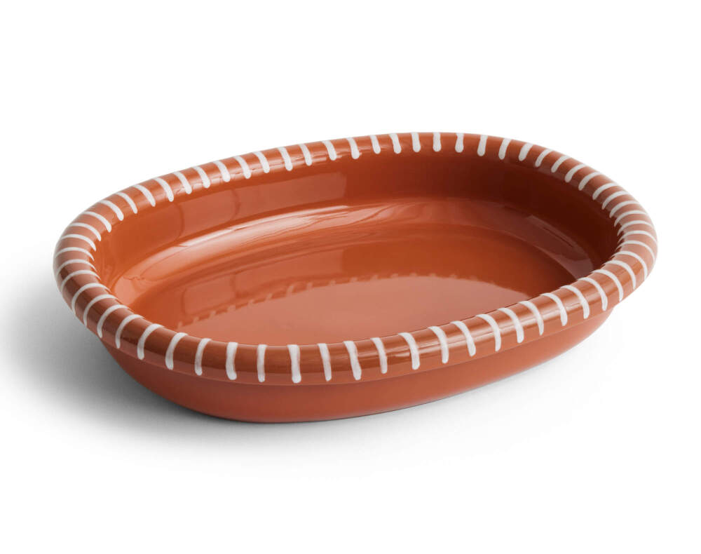 HAY DESIGN Servírovací mísa Barro Oval Large "Natural with Stripes" HAY