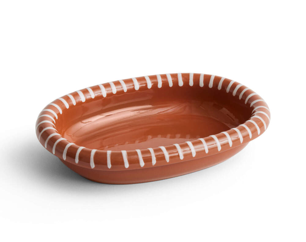 HAY DESIGN Servírovací mísa Barro Oval Small "Natural with Stripes" HAY