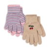 Prstové rukavice Filla - 2 kusy "Cherry / Stripe" Konges Sløjd